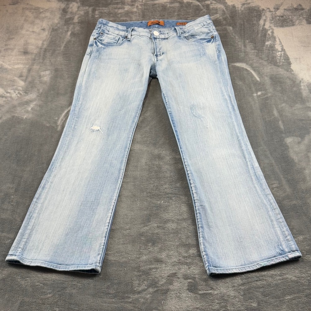 Seven7 Womens Bootcut Jeans Light Wash Distressed Denim Size 31 Low Rise